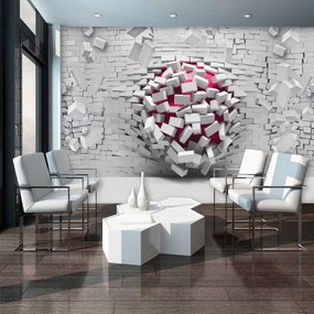 Fotótapéta - 3D labda és fehér téglafal (152,5x104 cm)
