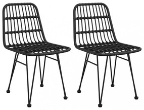 2 db fekete polietilén rattan kerti szék 48 x 62 x 84 cm