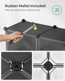 Cipős szekrény, 10 rekeszes moduláris tárolóegység, 32 x 165 x 125 cm, fekete