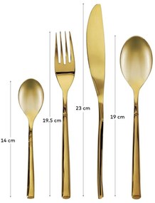 Aranyszínű rozsdamentes acél evőeszköz készlet 16 db-os Lite – Kave Home