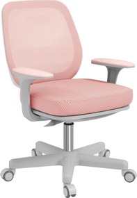 Vinsetto Légáteresztő Szövet Ergonomikus Irodai Szék 5 Küllővel, Állítható Magassággal, 55x48x82.5-94.5 cm, Rózsaszín | Aosom