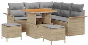 vidaXL Kerti Kanapé Szett párnával 8 pcs Bézs polirattan