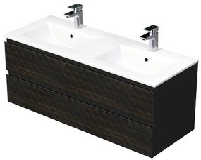 Fürdőszobaszekrény mosdóval SAT Cube Way 120x47,5x46 cm barna matt CUBE3D1202ZHMOD