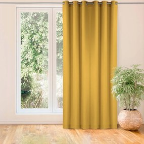 Homede Carmena függöny ezüst szegélyekkel mustárszínű 140x245