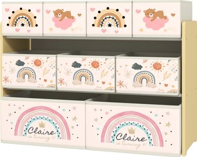 AIYAPLAY Játékpolc Gyerekeknek – Játék Szervező 9 Nem Szőtt Szövet Kosárral, 93x30x70 cm, Sárga | Aosom