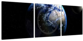A Föld bolygó képe (órával) (90x30 cm)