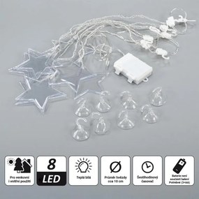 NEXOS Fényfüggöny csillag 8 LED meleg fehér