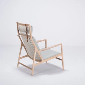 Dedo tölgyfa fotel kékesszürke szövet ülőrésszel - Gazzda