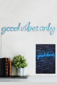 Műanyag LED-es fali dekoráció, Good Vibes Only - Blue