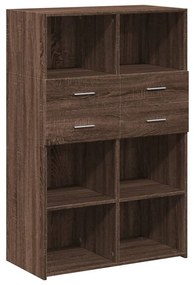 barna tölgy színű szerelt fa magasszekrény 80 x 42,5 x 124 cm