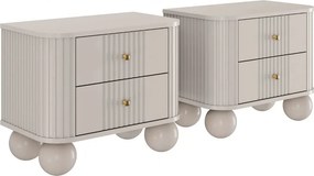 Vesper éjjeliszekrény szett 56 cm - kasmír / arany fogantyúk / gömb alakú lábak