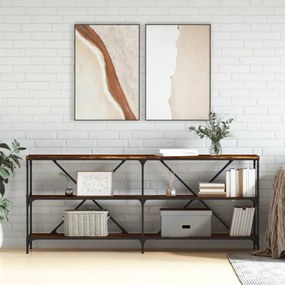 füstös tölgy színű szerelt fa és vas tálalóasztal 180x30x75 cm