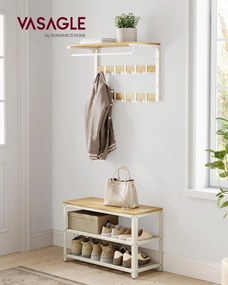 2 polcos Cipőtartós pad, 30 x 73 x 45 cm tölgy bézs és klasszikus fehér