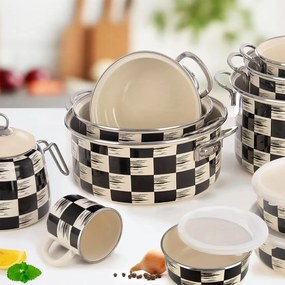 Orion Šachovnice Lem zománcozott edény, 1,6 l, átmérő 18 cm, 18 cm átmérőjű