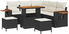 vidaXL Kerti Kanapé Szett párnával 8 pcs Fekete és Krém