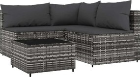 vidaXL 4 részes szürke polyrattan kerti ülőgarnitúra párnákkal