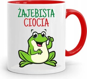 Piros Bögre Ajándék Nagynéninek Békás Nagynéni nyomott mintával