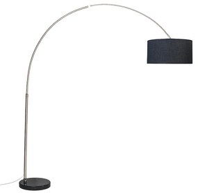 Acél ívlámpa szövetbúrával fekete 50 cm - XXL
