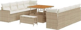vidaXL Kerti Kanapé Szett 11 pcs Bézs polirattan