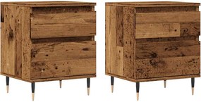 vidaXL 2 db antik fa színű szerelt fa éjjeliszekrény 40 x 35 x 50 cm