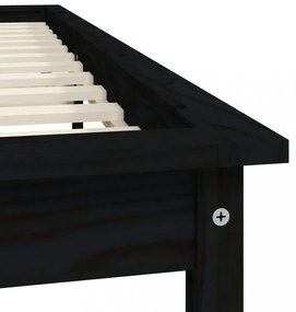 fekete franciaágy tömör fenyőfa ágykeret 150x200 cm