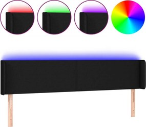 vidaXL fekete szövet LED-es fejtámla 163 x 16 x 78/88 cm