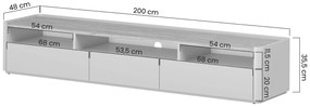 Elivo TV állvány 200 cm - eukaliptusz / baltic