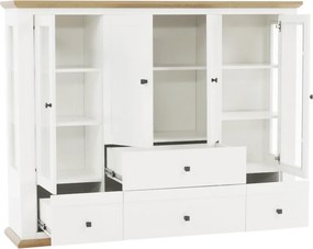 Vitrin MZ6, fehér/grand tölgy, LEON