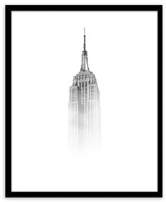 Keretezett falikép, Empire State Building, 50x70 cm, fekete-fehér - TOUR DE BRUME