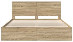 vidaXL Ágykeret fejtámlával Sonoma 200 x 200 cm Tömör fenyőfa