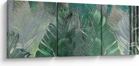 Kép - Beton textúra levelekkel (órával) (90x30 cm)