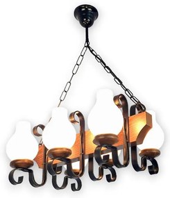 Brilagi - Csillár láncon QUEEN 6xE14/40W/230V bükkfa/dió