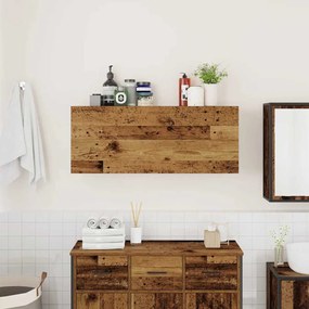 antik fa színű szerelt fa fali fürdőszobaszekrény 100x25x40 cm
