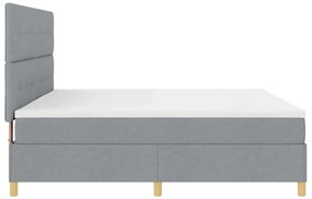 Boxrugós ágy fejtámlával Világosszürke 200 x 200 cm szövet