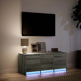 szürke sonoma színű szerelt fa TV-szekrény LED-del 97x34x40 cm