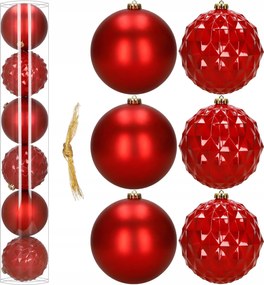 Karácsonyfadísz Piros Karácsonyfadísz 6db 15cm Törhetetlen Karácsonyi Díszek