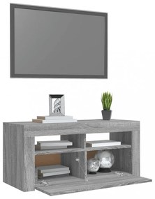 szürke sonoma színű TV-szekrény LED-világítással 90x35x40 cm