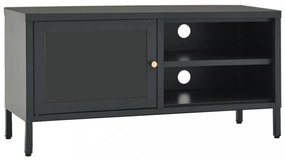 antracitszürke acél és üveg TV-szekrény 90 x 30 x 44 cm