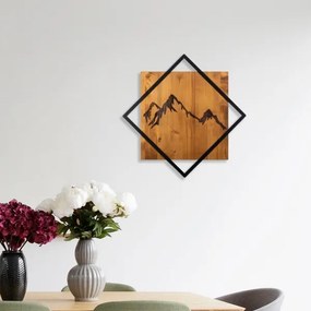Fali dekoráció 54x54 cm hegy motívum fa/fém