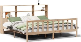 vidaXL tömör fenyőfa könyvespolcos ágy matrac nélkül 180 x 200 cm