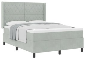 Boxspring Ágy Matrac with Light Grey 140x200 cm Velúr