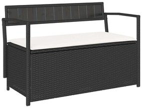 fekete polyrattan kerti tároló pad párnával