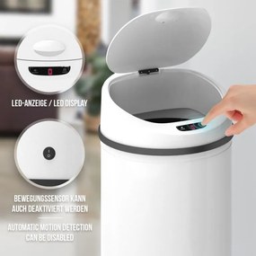 Érintésmentes hulladékgyűjtő szenzorral 50 L fehér