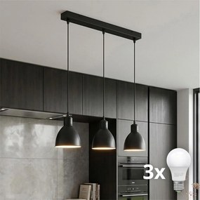 Brilagi - RIDDY LED csillár kábelen 3xE27/60W/230V fekete