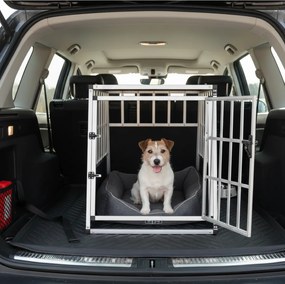 BRUNO kutyaszállító box, 66x90x72cm, ezüst/fekete Jurhan