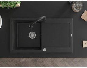 Mexen Leo, 1 kamrás gránit mosogató 900x500x190 mm és Elia mosogató csaptelep, fekete, 6501-77-670101-70