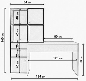 PC asztal Canny (fehér + fekete). 1088636