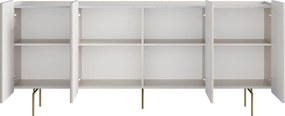 Malmi négyajtós komód 200 cm - kasmír / crema bianca / arany lábak
