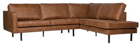 Barna bőrutánzat sarokkanapé (jobb oldali-L alakú) Rodeo – WOOOD