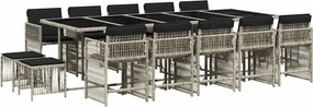 vidaXL 15 részes szürke polyrattan kerti étkezőgarnitúra párnákkal